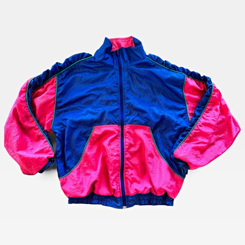 Vintage Winterset Windbreaker Jacket Small Blue Pink Colorblock 80s 90s Retro